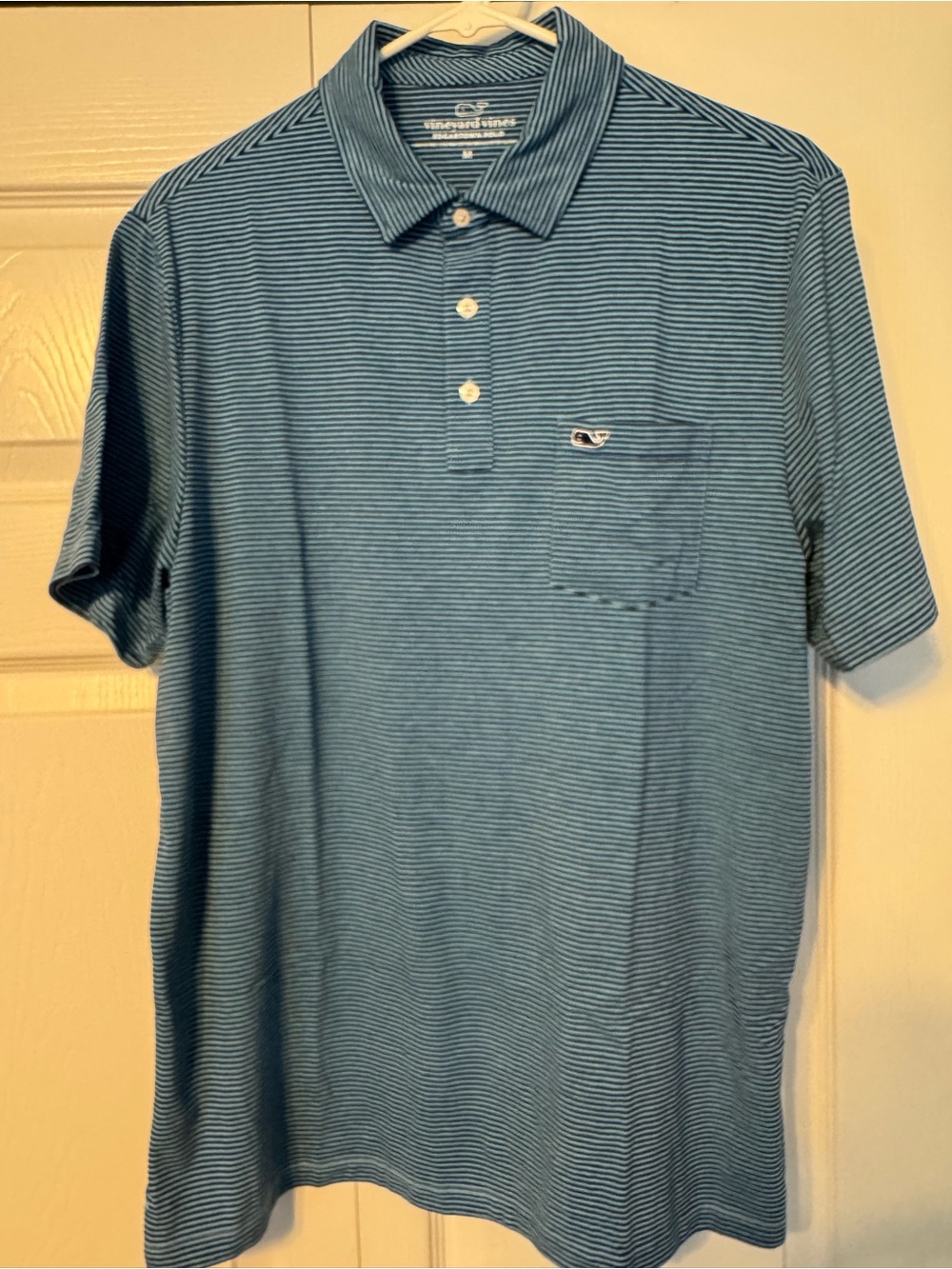 Vineyard Vines navy and sky blue Striped Polo